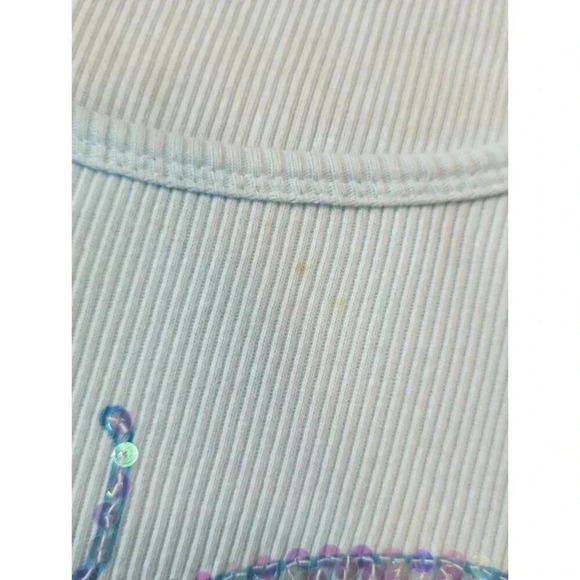 Vintage Curve Woman Blue Ribbed Sequin Butterfly Tee 2X - Picture 5 of 11